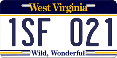 WV license plate 1SF021