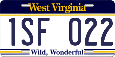 WV license plate 1SF022