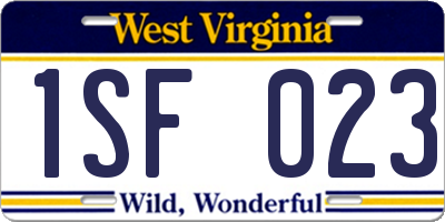 WV license plate 1SF023