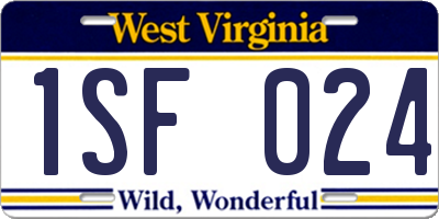 WV license plate 1SF024