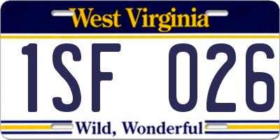 WV license plate 1SF026