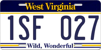 WV license plate 1SF027