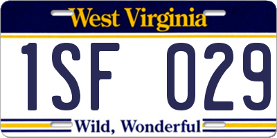 WV license plate 1SF029