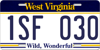 WV license plate 1SF030