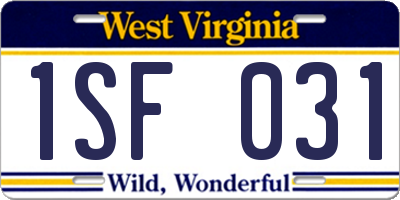 WV license plate 1SF031