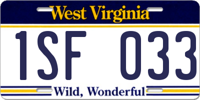WV license plate 1SF033