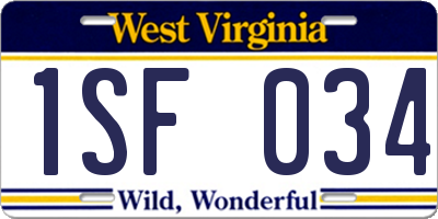 WV license plate 1SF034