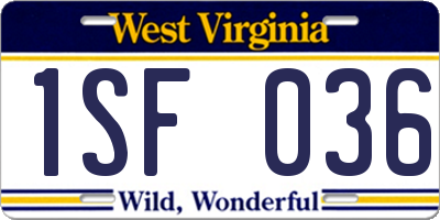 WV license plate 1SF036