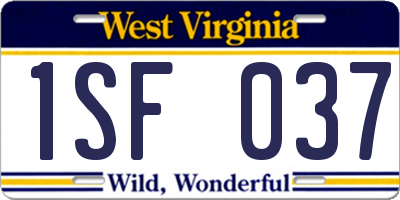 WV license plate 1SF037