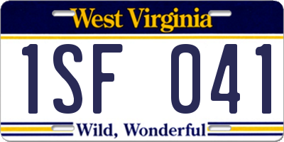 WV license plate 1SF041
