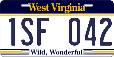 WV license plate 1SF042