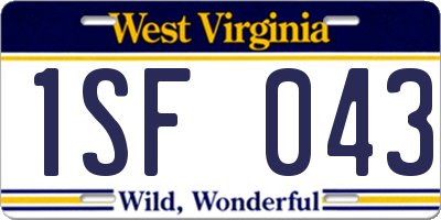 WV license plate 1SF043