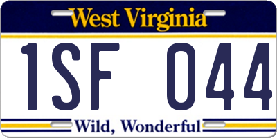 WV license plate 1SF044