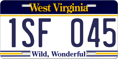 WV license plate 1SF045