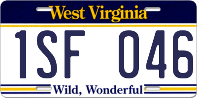 WV license plate 1SF046