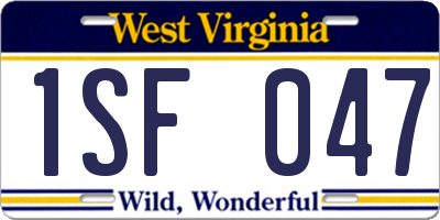 WV license plate 1SF047