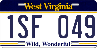 WV license plate 1SF049