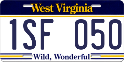 WV license plate 1SF050