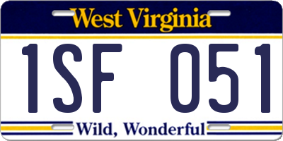 WV license plate 1SF051