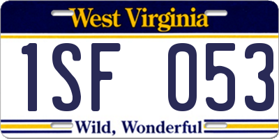 WV license plate 1SF053