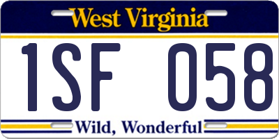 WV license plate 1SF058