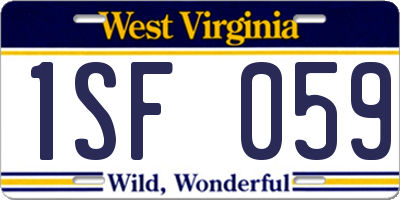 WV license plate 1SF059