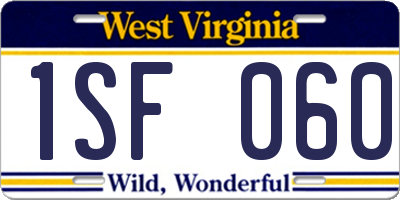 WV license plate 1SF060
