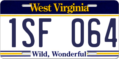 WV license plate 1SF064