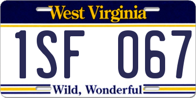 WV license plate 1SF067