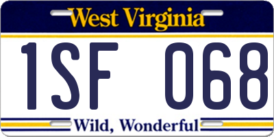 WV license plate 1SF068