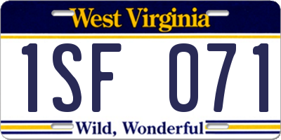 WV license plate 1SF071