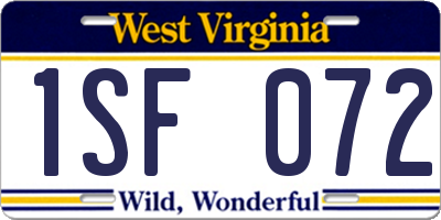 WV license plate 1SF072