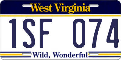 WV license plate 1SF074