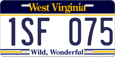 WV license plate 1SF075
