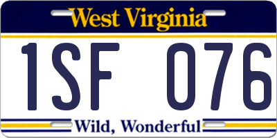 WV license plate 1SF076