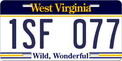 WV license plate 1SF077