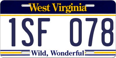 WV license plate 1SF078