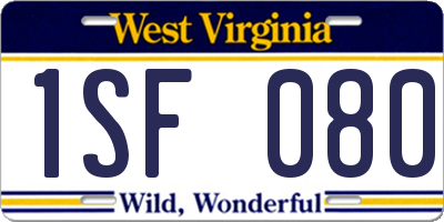 WV license plate 1SF080