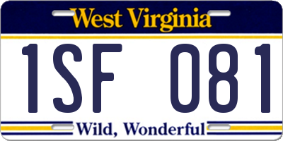 WV license plate 1SF081