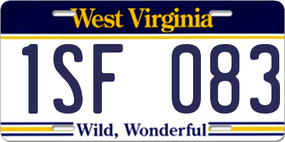 WV license plate 1SF083