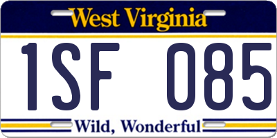 WV license plate 1SF085