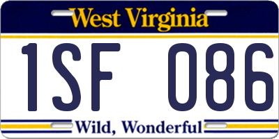 WV license plate 1SF086
