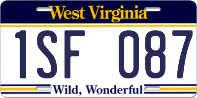 WV license plate 1SF087