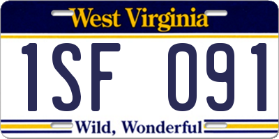 WV license plate 1SF091