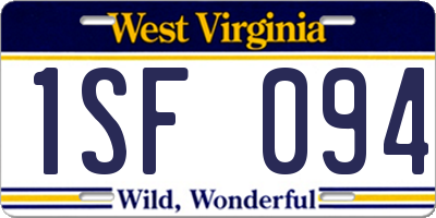 WV license plate 1SF094