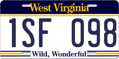 WV license plate 1SF098