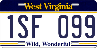 WV license plate 1SF099
