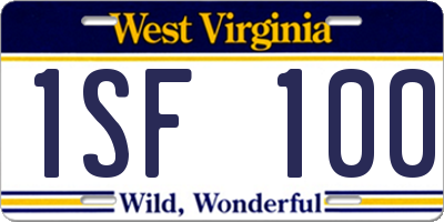 WV license plate 1SF100
