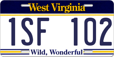 WV license plate 1SF102