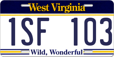 WV license plate 1SF103